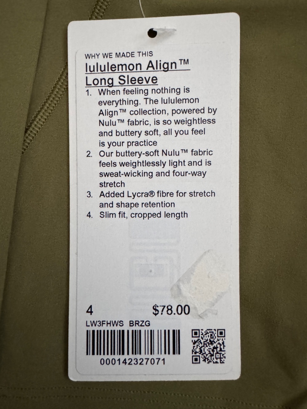 Lululemon Align Long Sleeve Shirt in Bronze Green - Picture 7 of 7